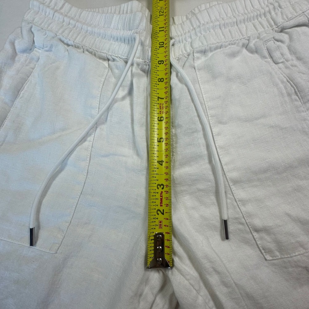 Athleta White Linen Blend Jogger Pants Drawstring Waist Elastic Cuffs Casual 4 - Picture 9 of 13